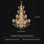 European Crystal Chandelier | Luxe Villa Hall Lighting | Zinc Alloy Middle Floor Lamp
