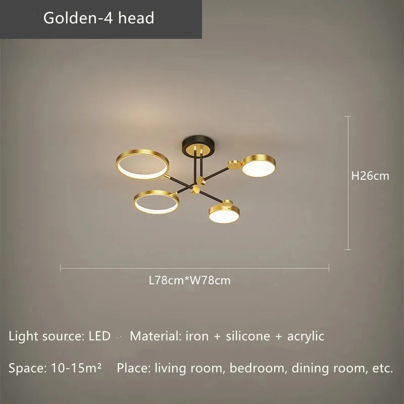 Gold Frame LED Remote Control Dimmable Ceiling Lamp for Living Room, Dining, Bedroom