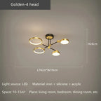 Gold Frame LED Remote Control Dimmable Ceiling Lamp for Living Room, Dining, Bedroom