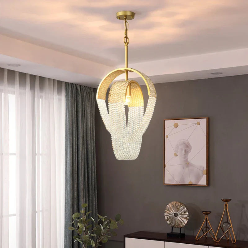 Tassel Crystal Chandelier: High-end LED Lighting for Dining Room & Bedroom