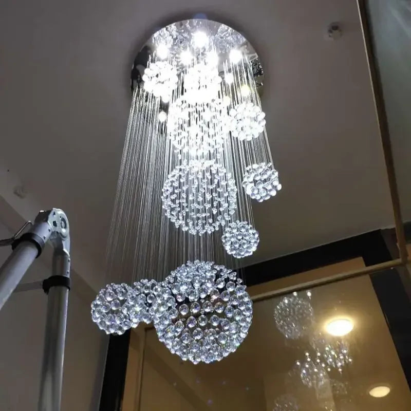 Crystal Ball LED Chandelier: Modern Luxury Pendant Lighting for Living Room