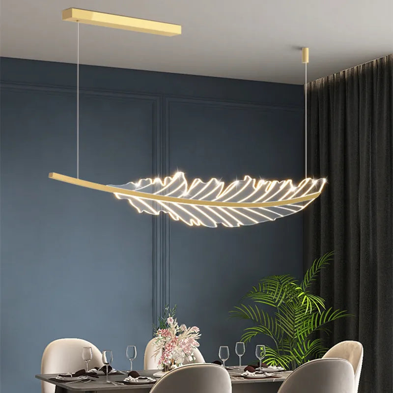 Leaf Shaped Golden Chandelier for Living Room, Dining Room, Kitchen, and Coffee Shop