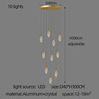 Crystal Penthouse Chandelier: Luxury Staircase Pendant Light for Modern Living Room & Loft