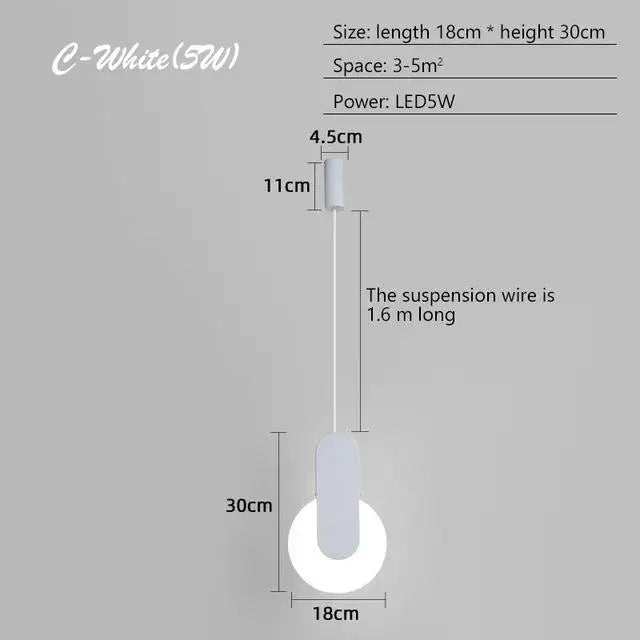 Nordic Black Pendant Lamp for Bedroom Decoration