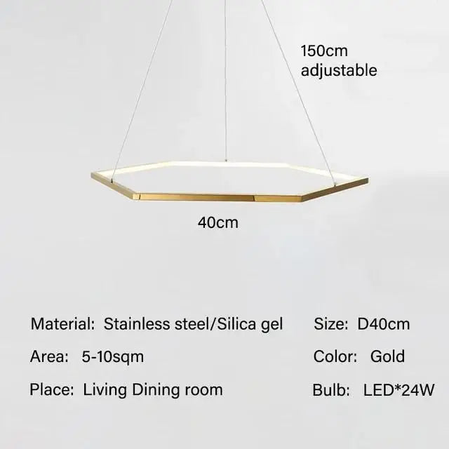 Modern Luxury Hexagon LED Pendant Chandelier for Living Room and Bedroom