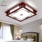 Solid Wood LED Ceiling Lamp, Nordic Modern Design, Hollow Carved, Living Room Bedroom Decor