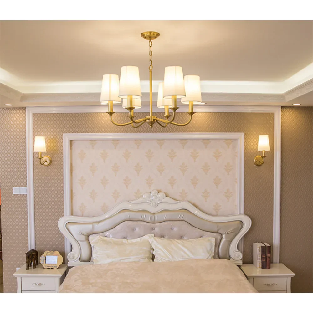 Rural Fabric Gold Pendant Chandelier for Living Room, Bedroom, and Restaurant Lighting