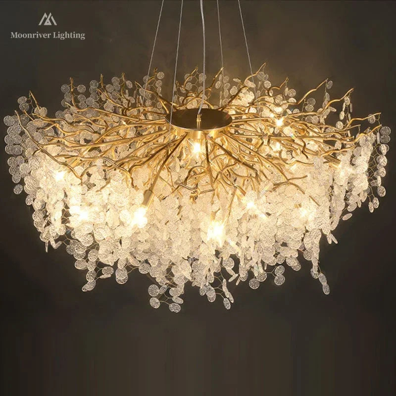 Gold Tree Branch Chandelier: Elegant European Style Pendant Light for Home Decor