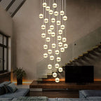 Gold Acrylic Chandelier - Modern Staircase LED Lighting