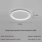 Modern Round Iron LED Ceiling Light for Bedroom, Foyer, and Study