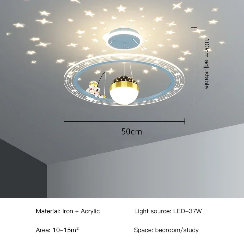 LED Chandelier for Boy's Room with Remote Control and Modern Design