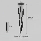 LED Crystal Staircase Chandelier: Nordic Black Indoor Lighting Fixture with Long Hanging Lamp