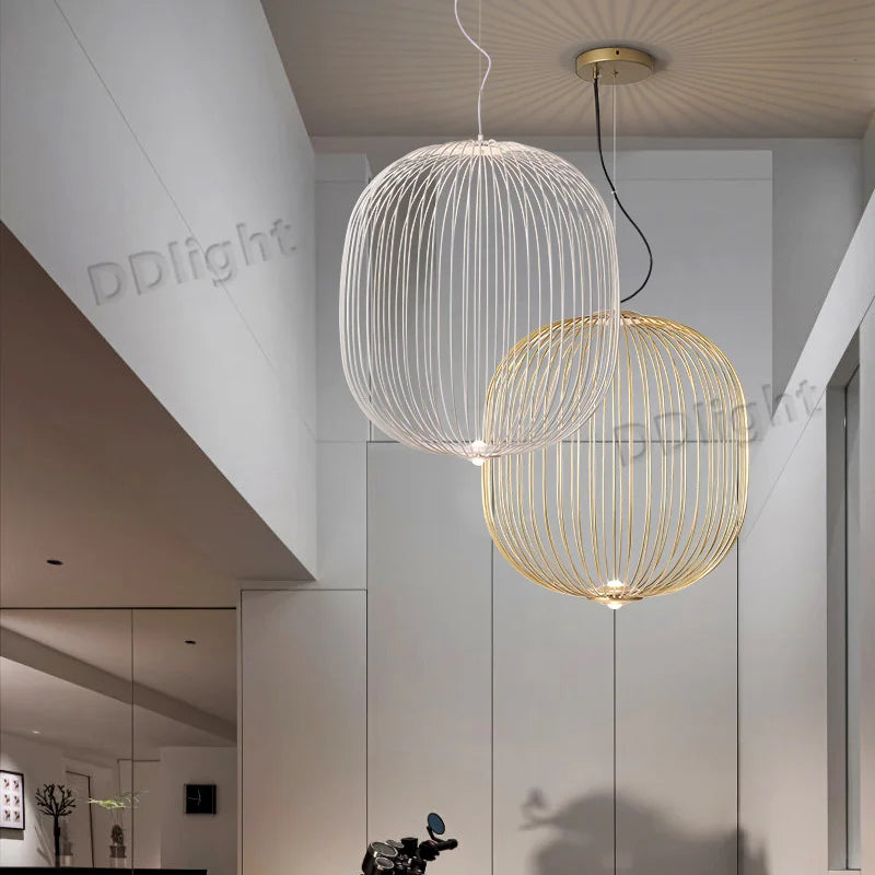 Spokes Pendant Lamp: Modern Birdcage Light for Dining Bar Kitchen Island