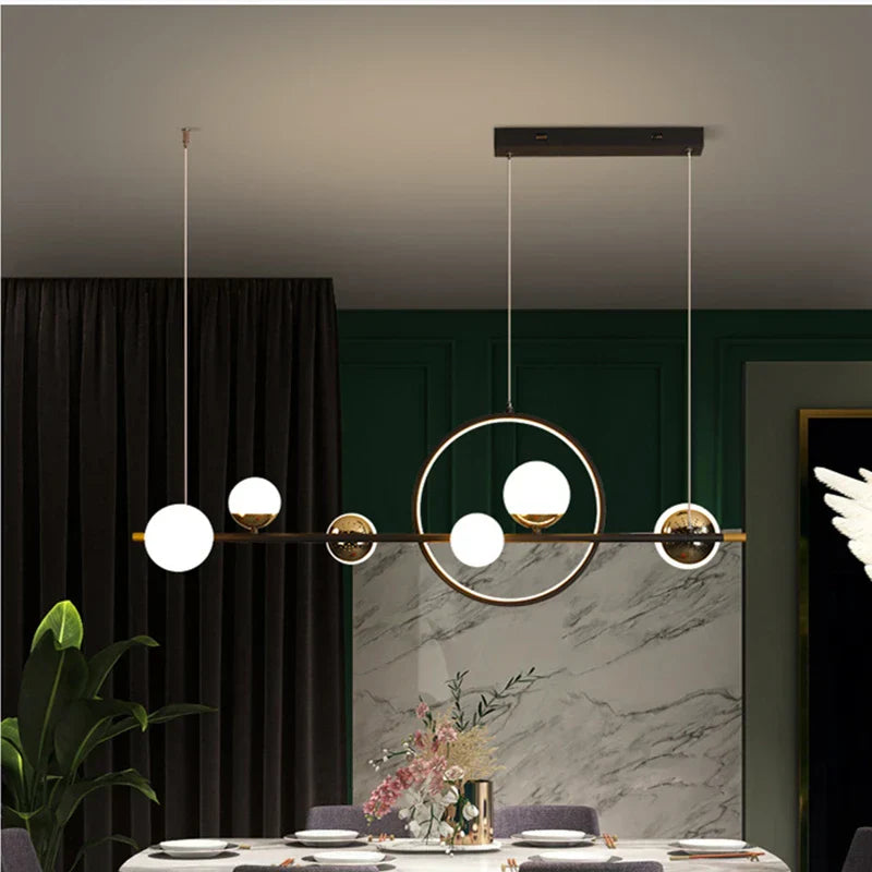 Nordic Circle LED Glass Ball Pendant Lamp for Dining Room & Kitchen