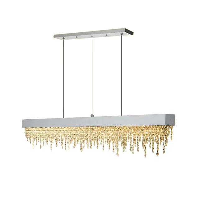 Modern Crystal Chandelier LED Dining Room Hanging Light Fixture in Gold/Black