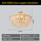 Luxury Copper Crystal Chandelier Light for Living Room and Bedroom