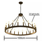 Modern Retro Round LED Pendant Lights - Black Ceiling Chandelier for Living Room and Restaurant