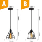 Black Metal Cage Pendant Light - Vintage Industrial Loft Kitchen Lighting