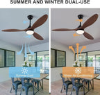 52 Inch Wood Blade Ceiling Fan with Remote Control and Lights