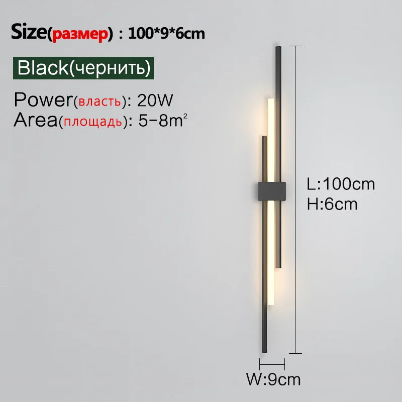 LED Grille Living Room Sofa TV Wall Lamp Strip, Minimalist Modern Bedroom Bedside Lighting