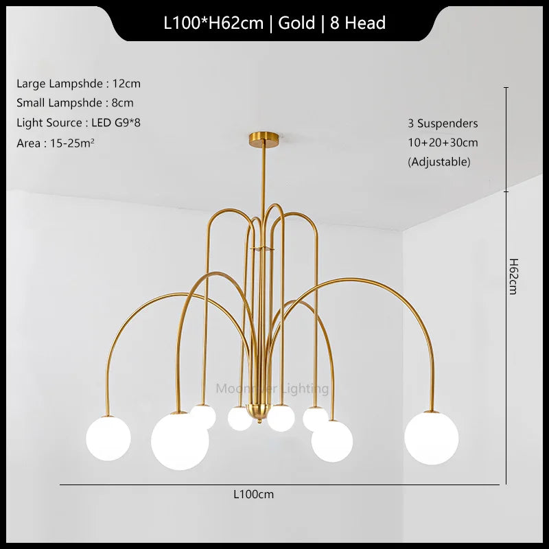 Modern Iron Glass Pendant Chandelier for Home Décor