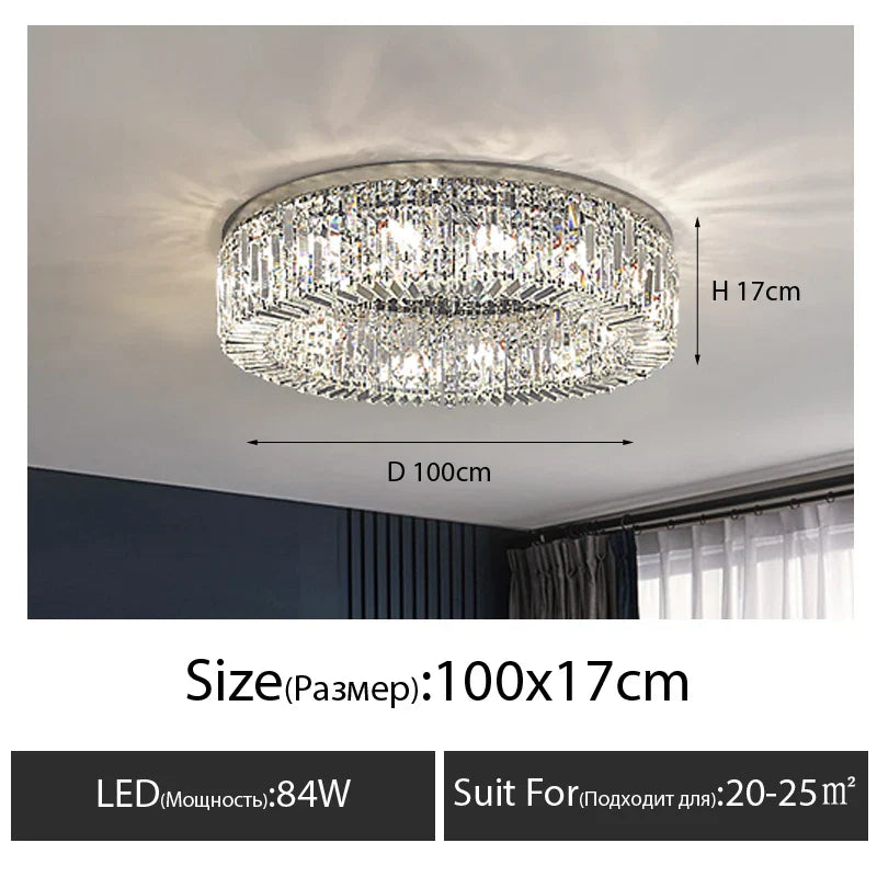 Modern Crystal LED Chandelier Chrome & Gold Ceiling Lamp for Living Room Decor