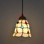 Stained Glass Pteris Pendant Light Chandelier for Dining Room and Bedroom