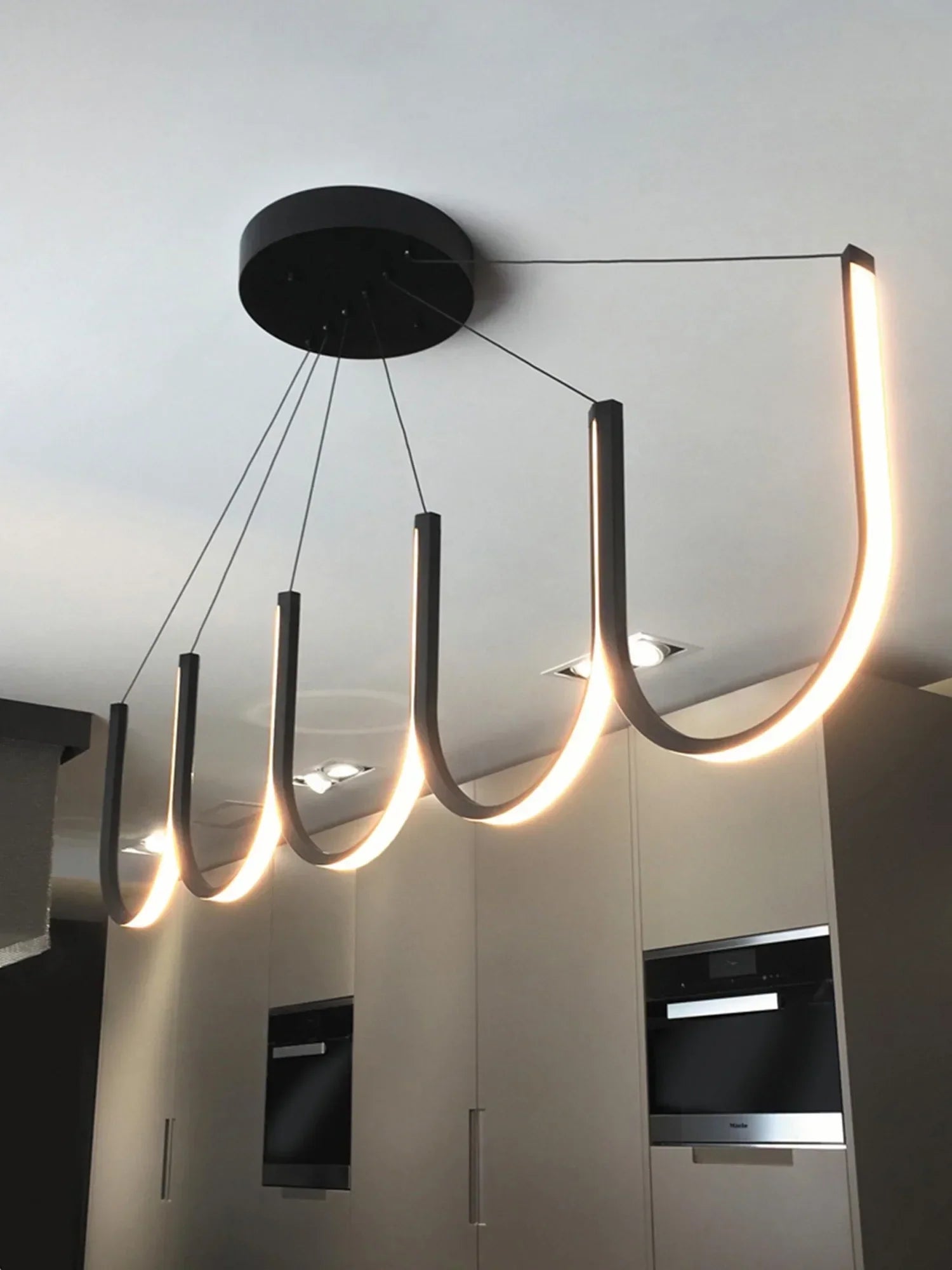 Modern U Shape LED Chandelier for Dining Living Kitchen Island Lighting