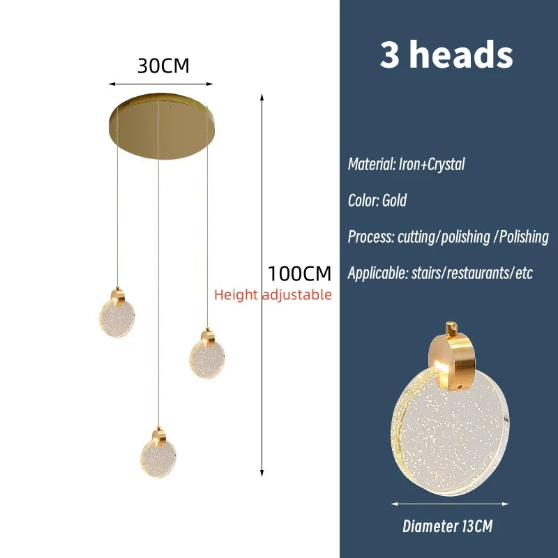 Crystal Spiral Chandelier LED Modern Minimalist Staircase Living Room Light