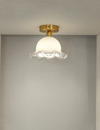 Antique Glass Ceiling Light: Elegant French Design, Unique Modern Brass Luminaria