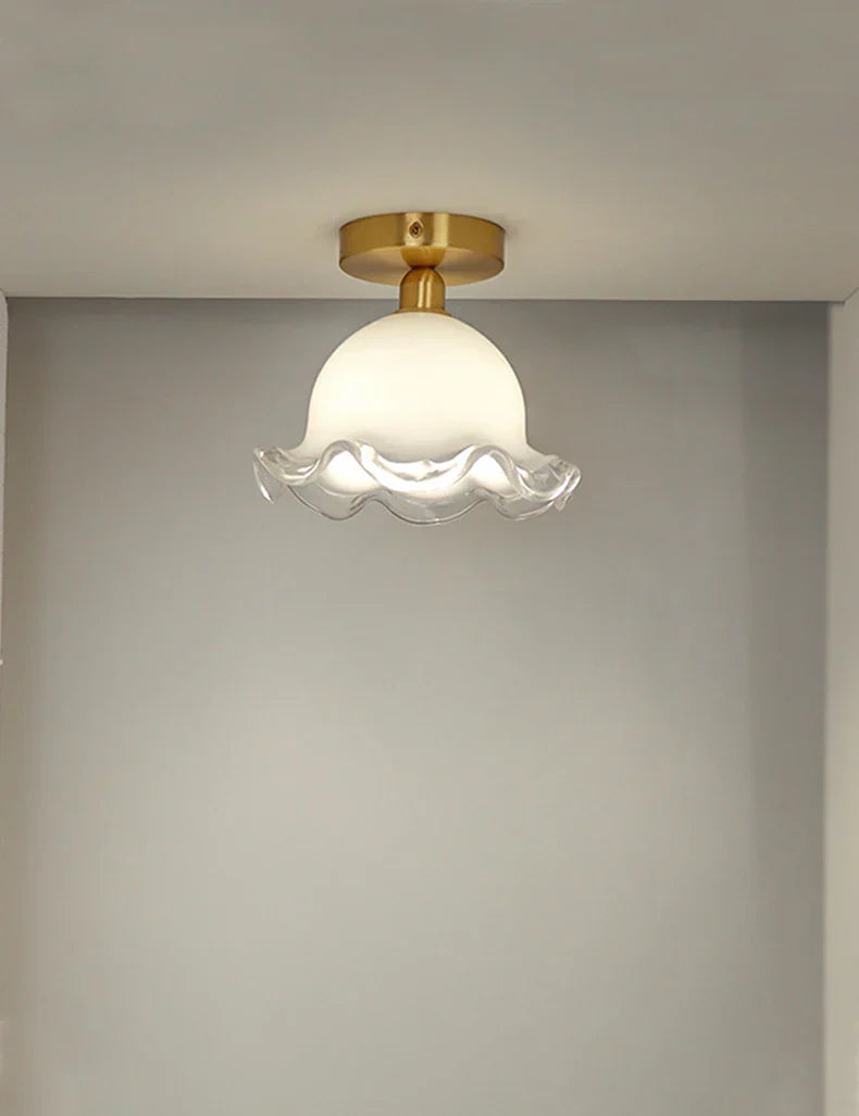 Antique Glass Ceiling Light: Elegant French Design, Unique Modern Brass Luminaria
