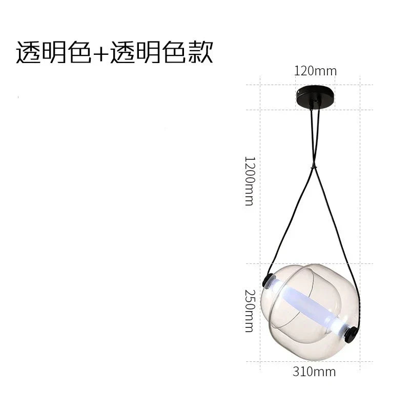 Czech Glass Capsule Pendant Light for Colorful LED Restaurant Bar Chandelier