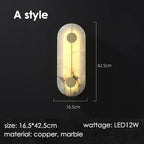 Marble Wall Light: Modern Copper Gold LED Sconce for Bedroom Hotel Corridors