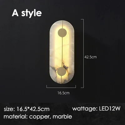 Marble Wall Light: Modern Copper Gold LED Sconce for Bedroom Hotel Corridors