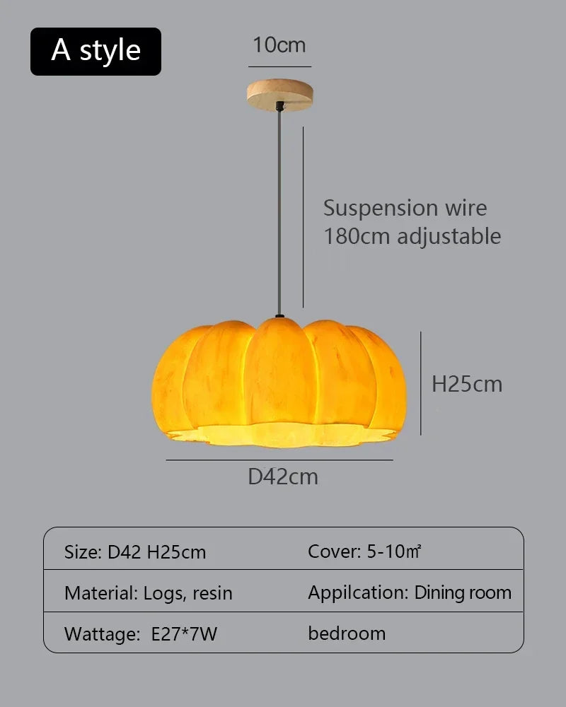 Retro LED Pumpkin Pendant Light for Dining Room, Bar, and Bedroom Decor