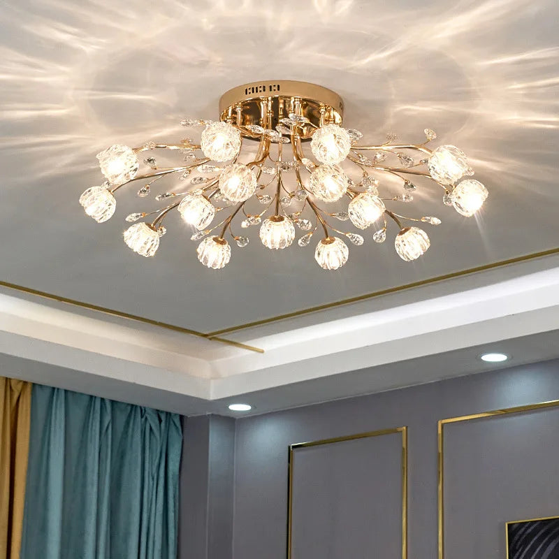 Dendritic Crystal Ceiling Lamp: Nordic Luxury Glass Flower Chandelier for Bright Decor