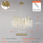 Luxury Crystal Tassel Pendant Chandelier for Living Room Dining Hotel Hall