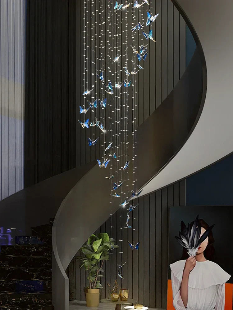 Minimalist Crystals Pendant Light Chandelier for Indoor Ceiling - Butterfly Design