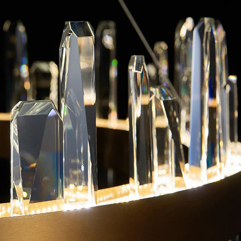 Luxury Crystal Dimmable Round Chandelier - Glossy LED Lighting