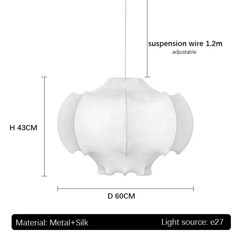 Italian Silk Pendant Lights: Designer Luxury for Interior Decor in Living Room, Bedroom, Dining.