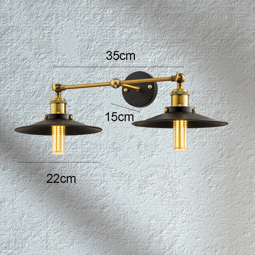 Vintage Industrial Wall Sconce with Switch, Black Wall Lamp for Loft Bedroom