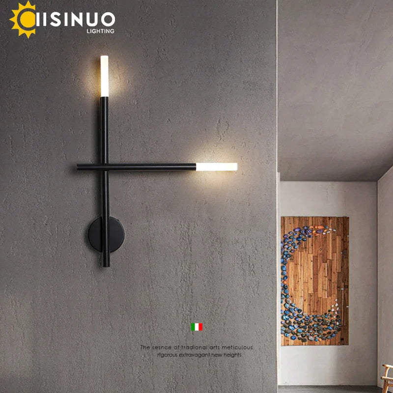 Nordic Black LED Wall Lamp: Multi Arms Bedside & Living Room Indoor Lighting