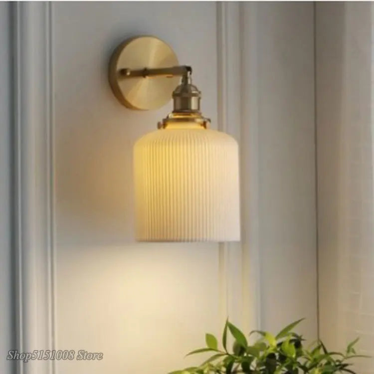 Nordic Ceramic LED Wall Light Modern Japanese Style Vintage Wall Lamp Sconce