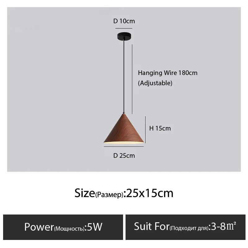 Nordic Wooden Pendant Lamp Multi Head Hanging Light for Dining Table and Living Room