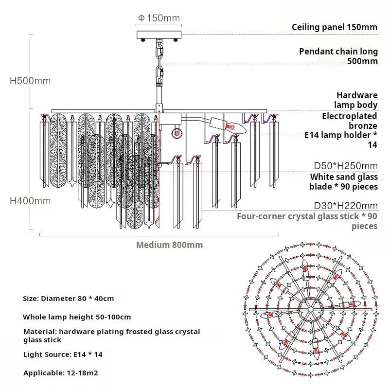Crystal Bedroom Pendant Lamp: Designer Luxury Glass Lighting for Living Room