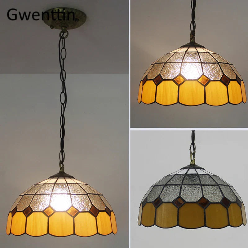 Diamond Square Stained Glass Pendant Light for Home Decor and Lighting