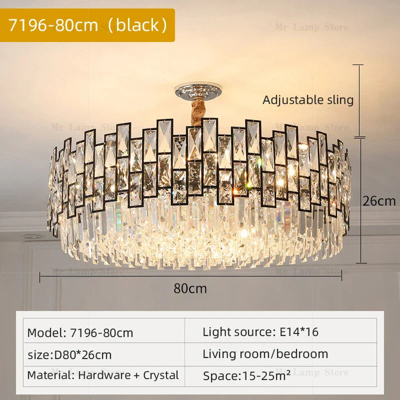 Crystal Chandelier: Postmodern Light Luxury for Living Room, Bedroom, Kitchen.