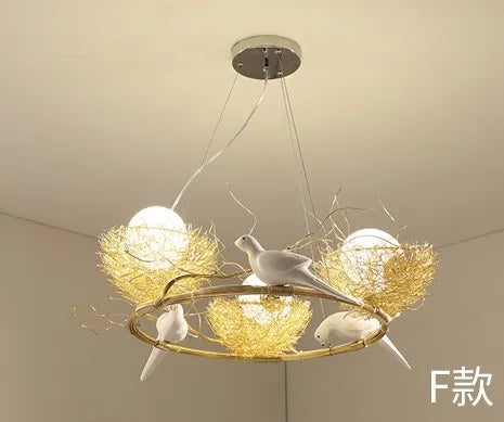 Nordic Bird's Nest Cafe Chandelier LED Art Luminaria - Romantic & Unique Lighting