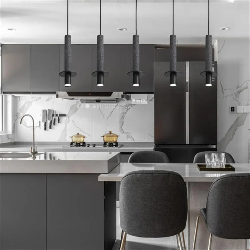 Marble Terrazzo Chandelier Lamp: Modern Cylindrical Spot Light for Restaurant, Bedroom