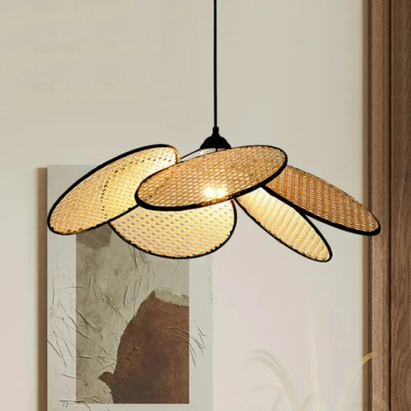Petal Rattan Pendant Lamp: Stylish Lighting for Kitchen, Living Room & Tea House